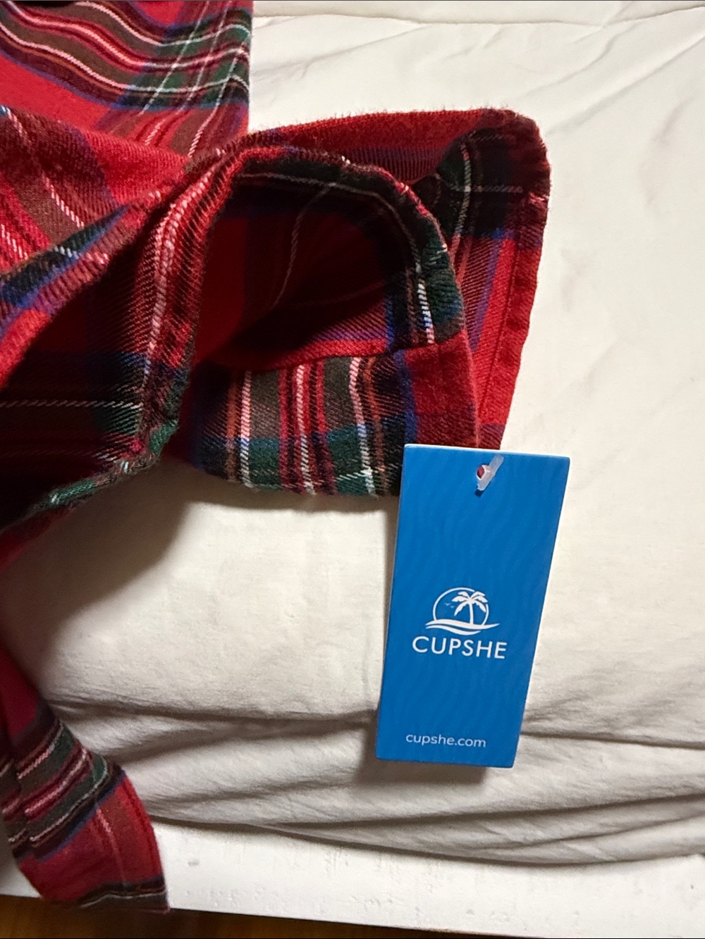 Cupshe Red Tartan Long Sleeve Tiered Midi Dress - Picture 2 of 5